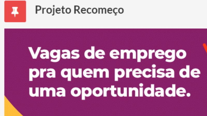 O projeto Recomeço é uma iniciativa do governo estadual, elaborada pela SEDESE, para fomentar a empregabilidade entre os públicos considerados vulneráveis