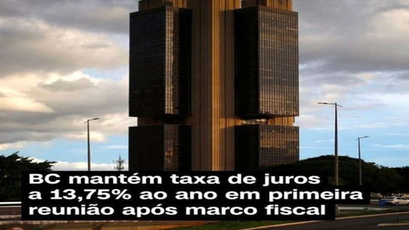 FICA COMO ESTÁ! Banco Central mantém Selic pela 6ª vez seguida, a 13,75% ao ano, e diz que conjuntura “demanda paciência”.