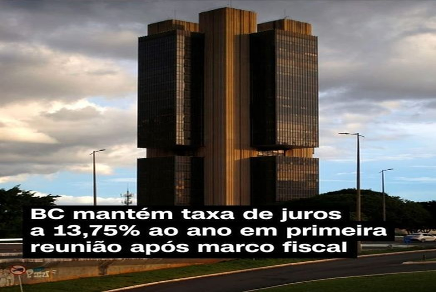 FICA COMO ESTÁ! Banco Central mantém Selic pela 6ª vez seguida, a 13,75% ao ano, e diz que conjuntura “demanda paciência”.