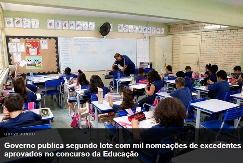 EDUCAÇÃO: Governo publica segundo lote com mil nomeações de excedentes aprovados no concurso da Educação