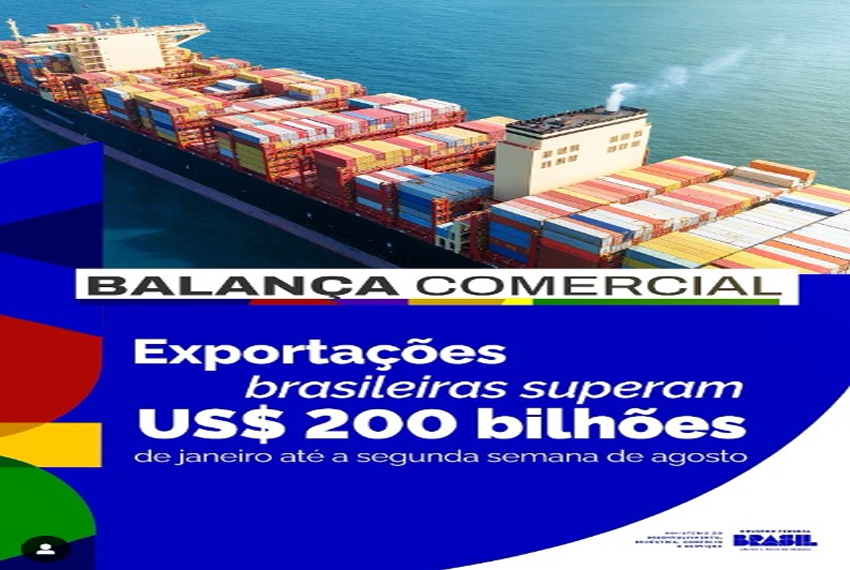 ðð O Brasil ultrapassou os US$ 200 bilhões em exportações!ð