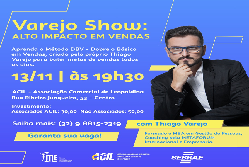 PALESTRA: Thiago Varejo faz palestra sobre técnicas de vendas, em Leopoldina.