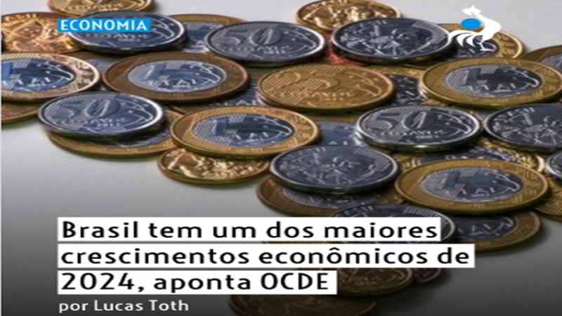 O Brasil registrou um crescimento de 3,4% em 2024, segundo levantamento da Organização para a Cooperação e Desenvolvimento Econômico (OCDE)