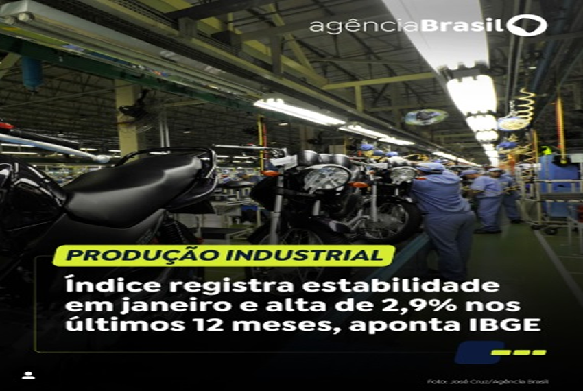 Após três meses de baixa, a produção da indústria brasileira apresentou variação nula na passagem de dezembro para janeiro, ou seja, não teve crescimento nem queda.