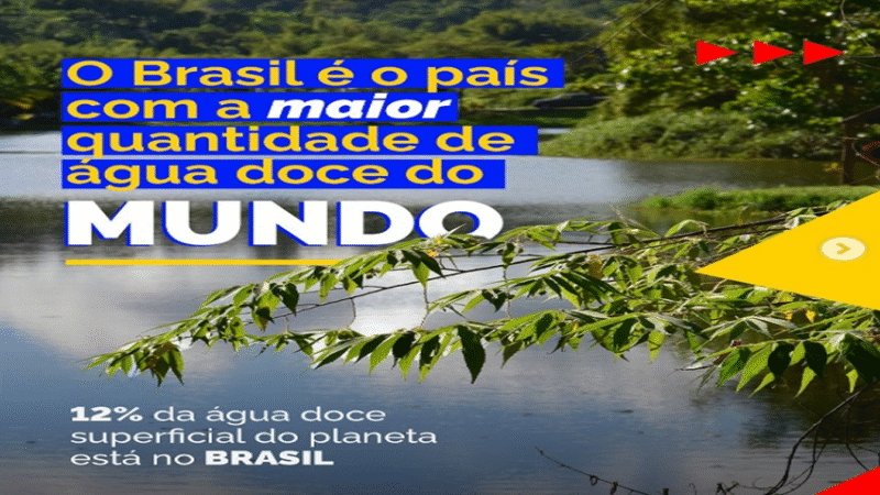 AGUA DOCE: O Brasil é o país com a maior quantidade de água doce do mundo, mas isso não significa que a água seja suficiente para todos.
