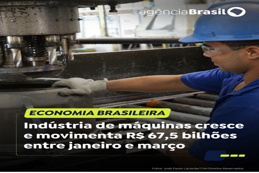 ECONOMIA: A receita de vendas da indústria de máquinas e equipamentos atingiu R$ 67,5 bilhões nos três primeiros meses do ano, 15,2% acima do registrado no mesmo período de 2024.