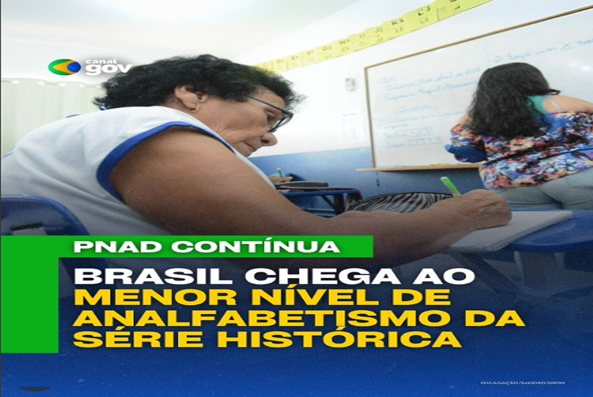 ANALFABETISMO NO MENOR NÍVEL HISTÓRICO