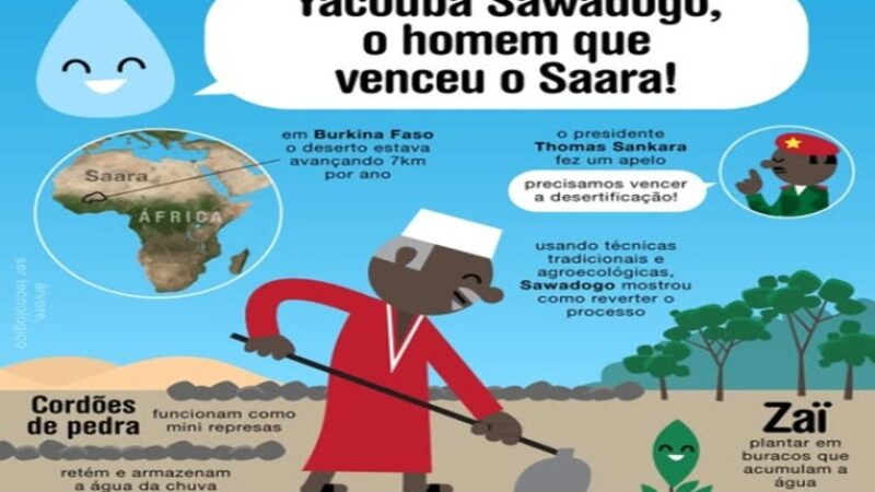 Yacouba Sawadogo, um agricultor tradicional do Sahel, em Burkina Faso, ficou conhecido como o “homem que venceu o deserto”.